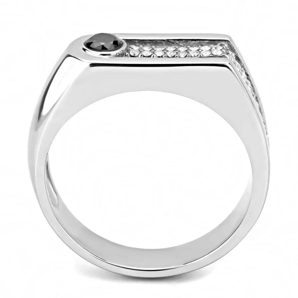 Silver Rings for Women 316L Stainless Steel DA286 - AAA Grade Cubic Zirconia in Black Diamond - Jewelry Store by Erik Rayo