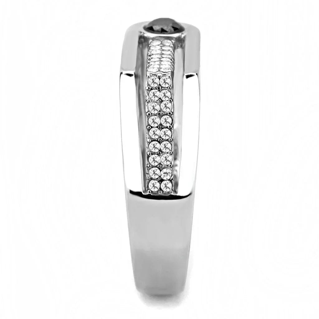 Silver Rings for Women 316L Stainless Steel DA286 - AAA Grade Cubic Zirconia in Black Diamond - Jewelry Store by Erik Rayo