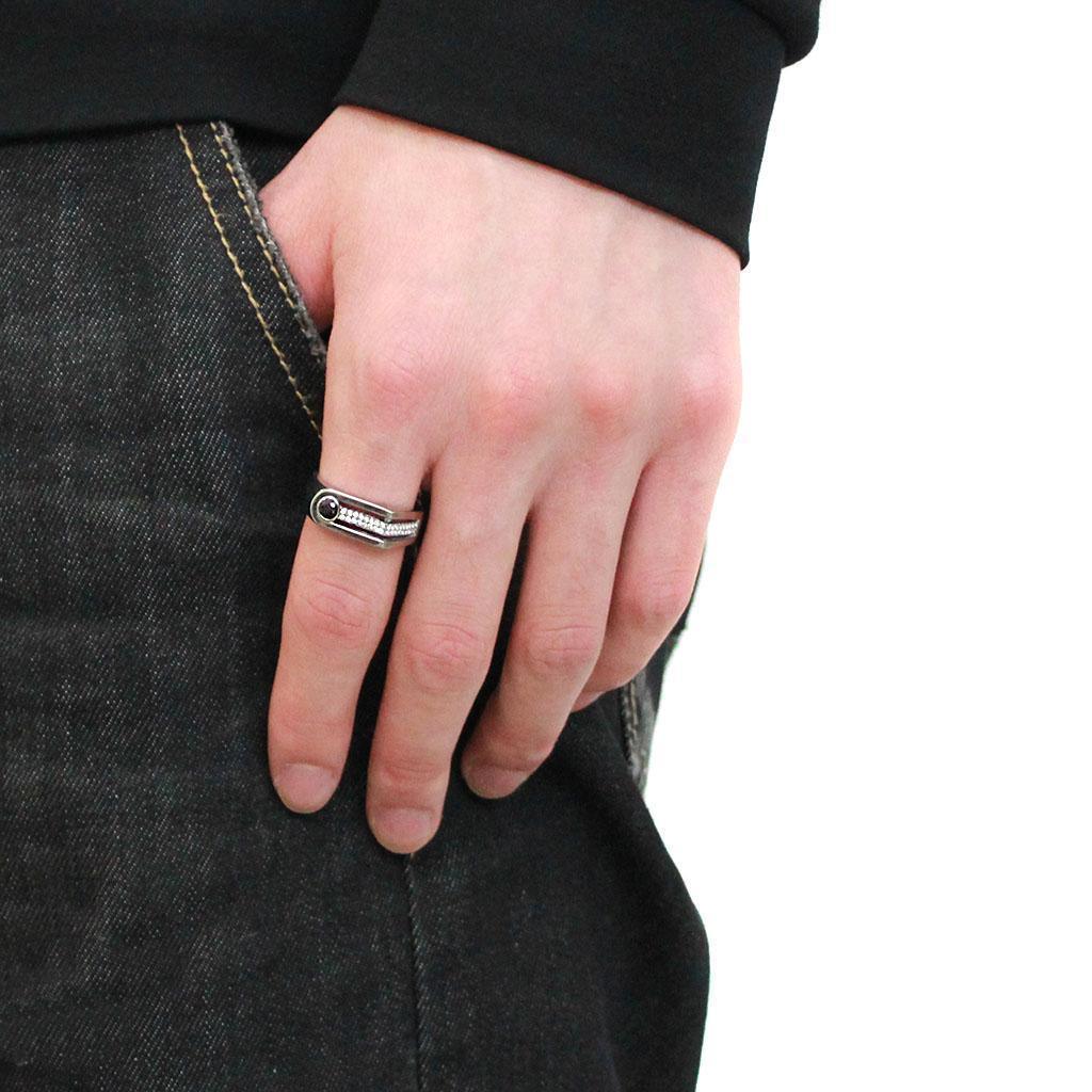 Silver Rings for Women 316L Stainless Steel DA286 - AAA Grade Cubic Zirconia in Black Diamond - Jewelry Store by Erik Rayo