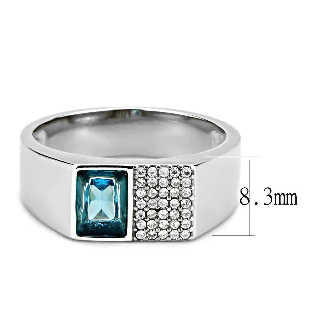 Silver Rings for Women 316L Stainless Steel DA287 - in Sea Blue - Jewelry Store by Erik Rayo