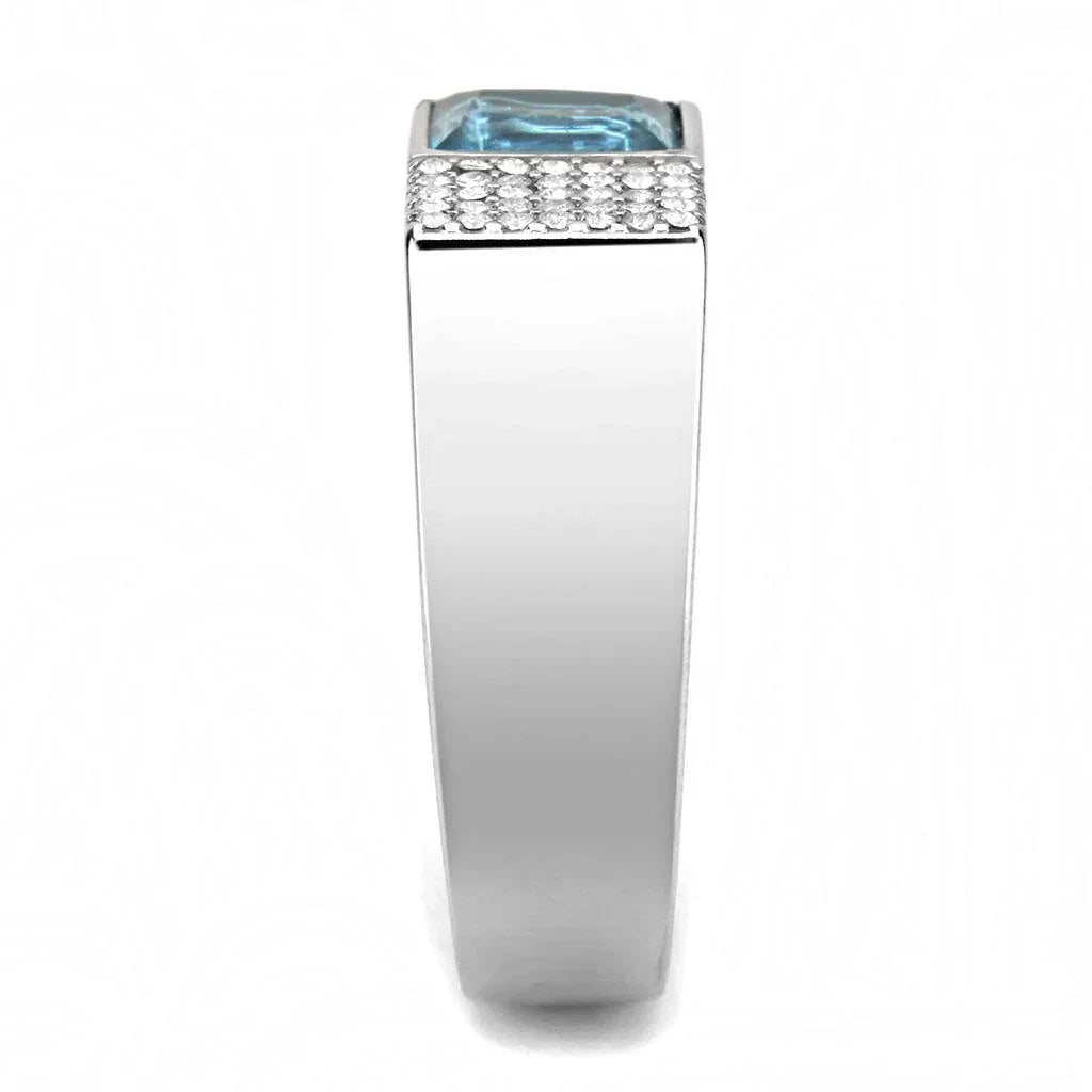 Silver Rings for Women 316L Stainless Steel DA287 - in Sea Blue - Jewelry Store by Erik Rayo