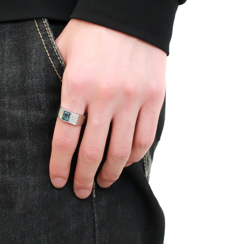 Silver Rings for Women 316L Stainless Steel DA287 - in Sea Blue - Jewelry Store by Erik Rayo