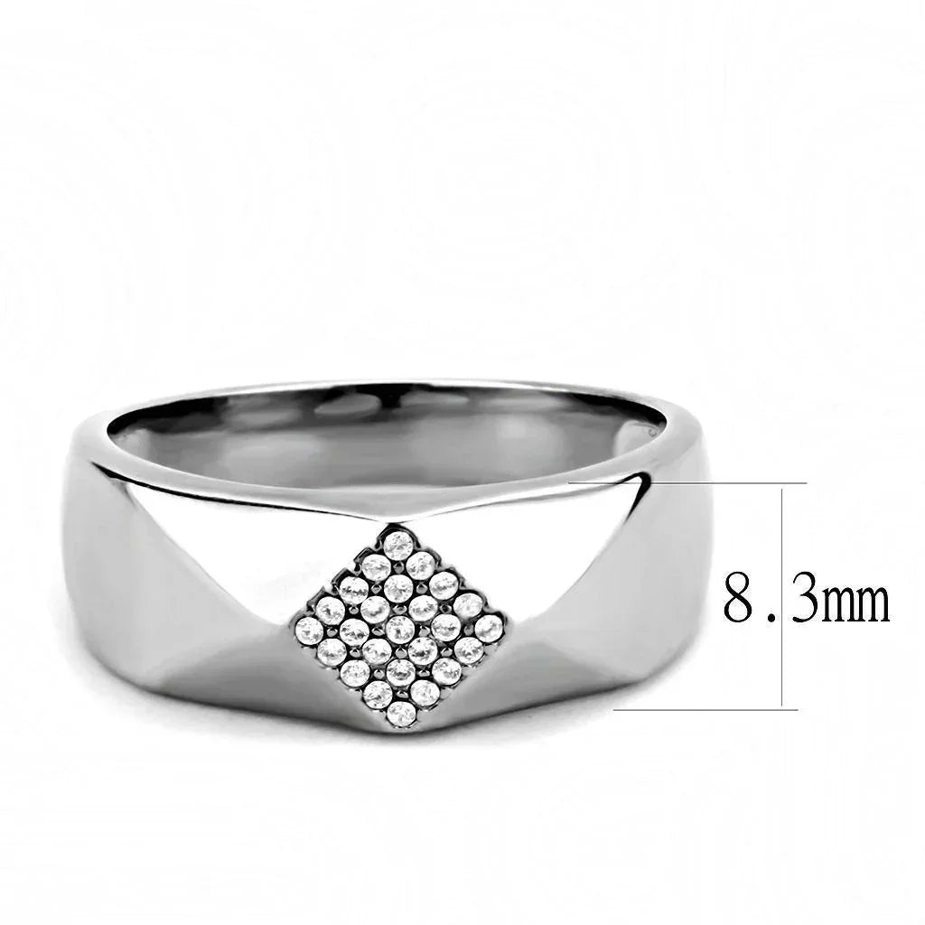 Silver Rings for Women 316L Stainless Steel DA288 - AAA Grade Cubic Zirconia in Clear - Jewelry Store by Erik Rayo