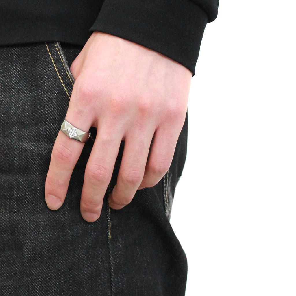 Silver Rings for Women 316L Stainless Steel DA288 - AAA Grade Cubic Zirconia in Clear - Jewelry Store by Erik Rayo