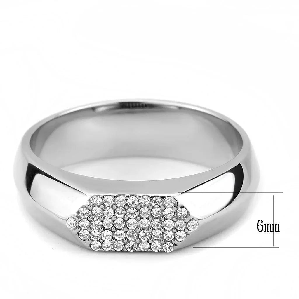 Silver Rings for Women 316L Stainless Steel DA302 - AAA Grade Cubic Zirconia in Clear - Jewelry Store by Erik Rayo