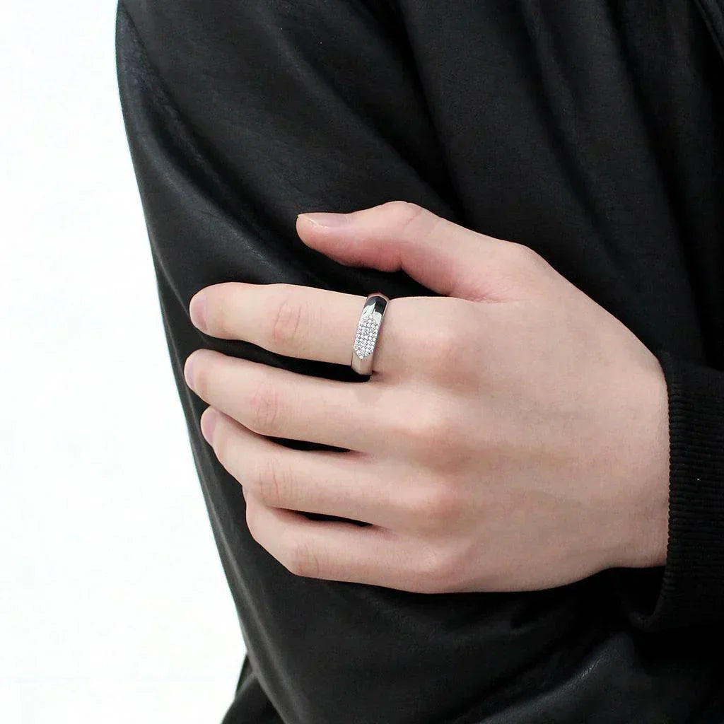 Silver Rings for Women 316L Stainless Steel DA302 - AAA Grade Cubic Zirconia in Clear - Jewelry Store by Erik Rayo