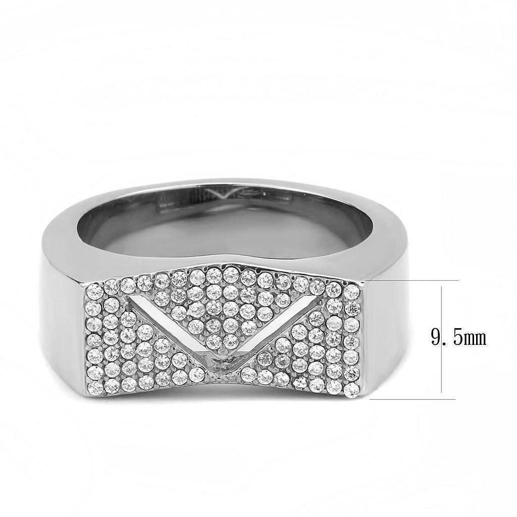 Silver Rings for Women 316L Stainless Steel DA303 - AAA Grade Cubic Zirconia in Clear - Jewelry Store by Erik Rayo