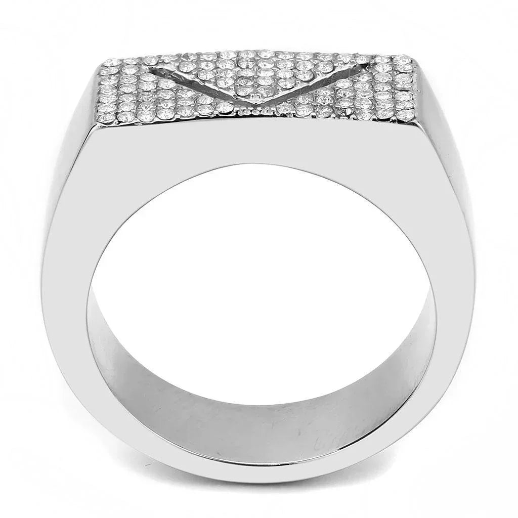 Silver Rings for Women 316L Stainless Steel DA303 - AAA Grade Cubic Zirconia in Clear - Jewelry Store by Erik Rayo