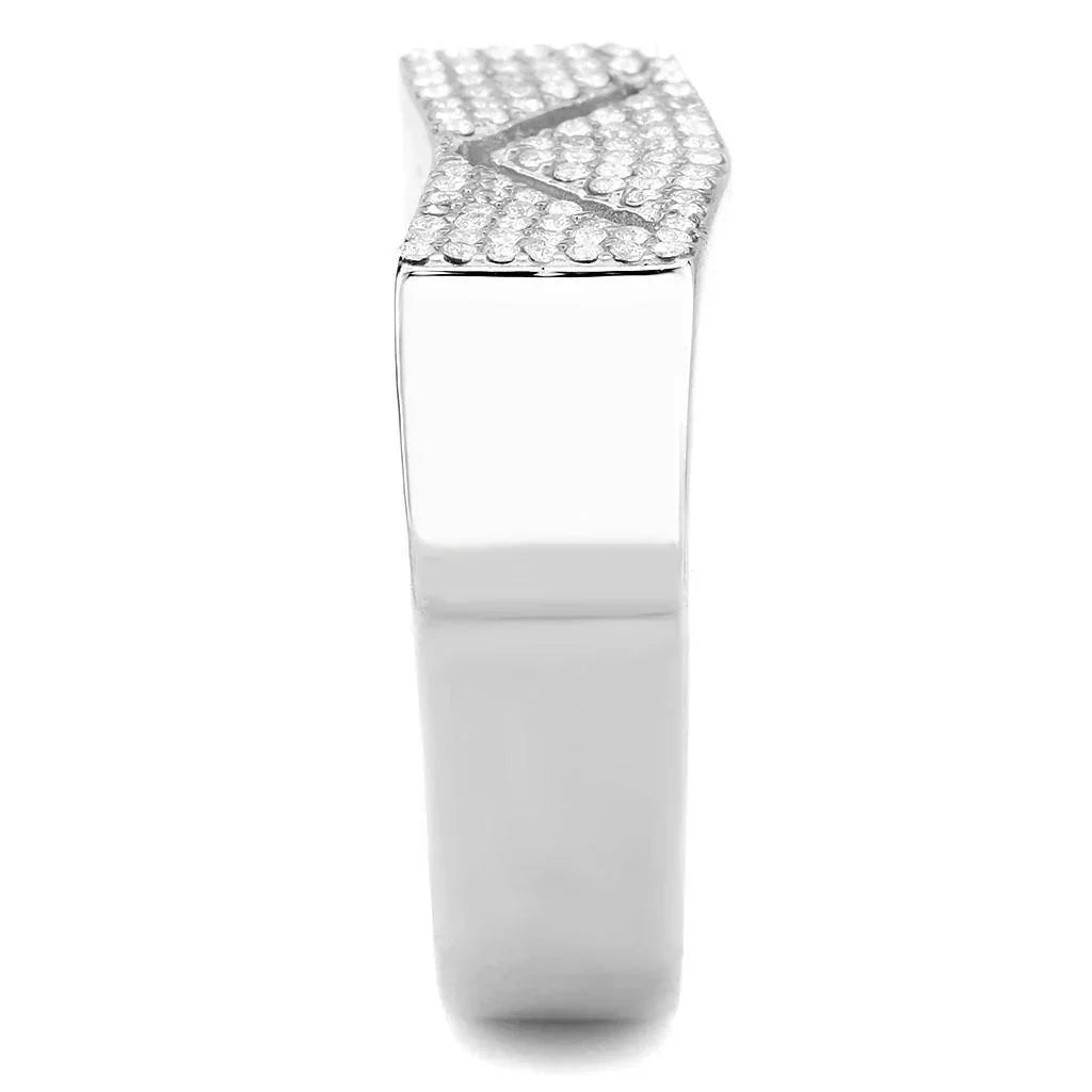 Silver Rings for Women 316L Stainless Steel DA303 - AAA Grade Cubic Zirconia in Clear - Jewelry Store by Erik Rayo