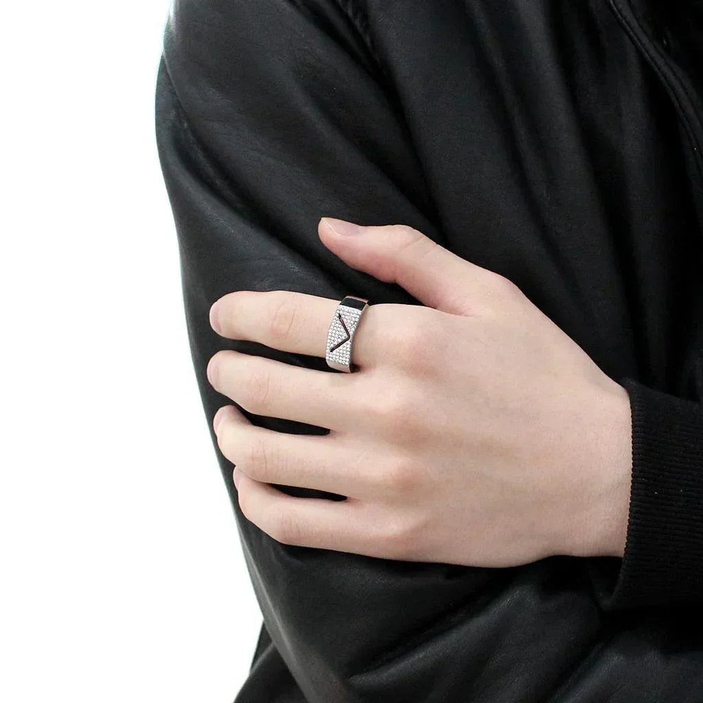 Silver Rings for Women 316L Stainless Steel DA303 - AAA Grade Cubic Zirconia in Clear - Jewelry Store by Erik Rayo