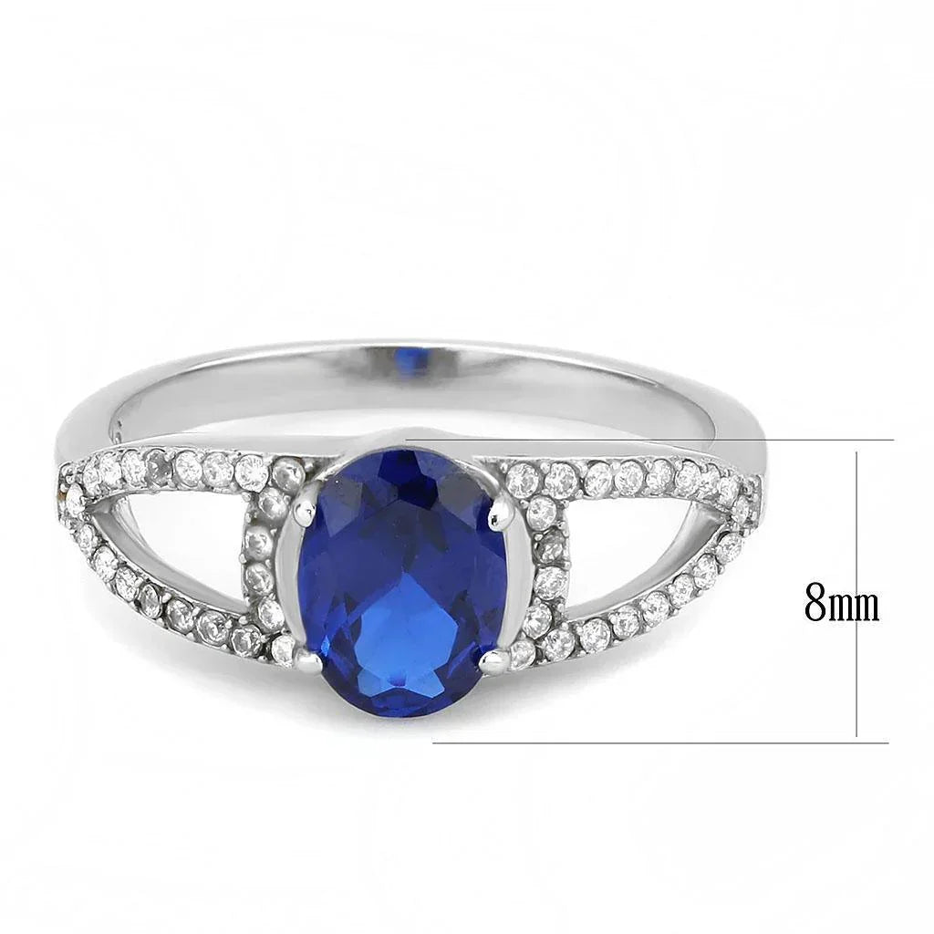 Silver Rings for Women 316L Stainless Steel DA306 - Spinel in London Blue - Jewelry Store by Erik Rayo