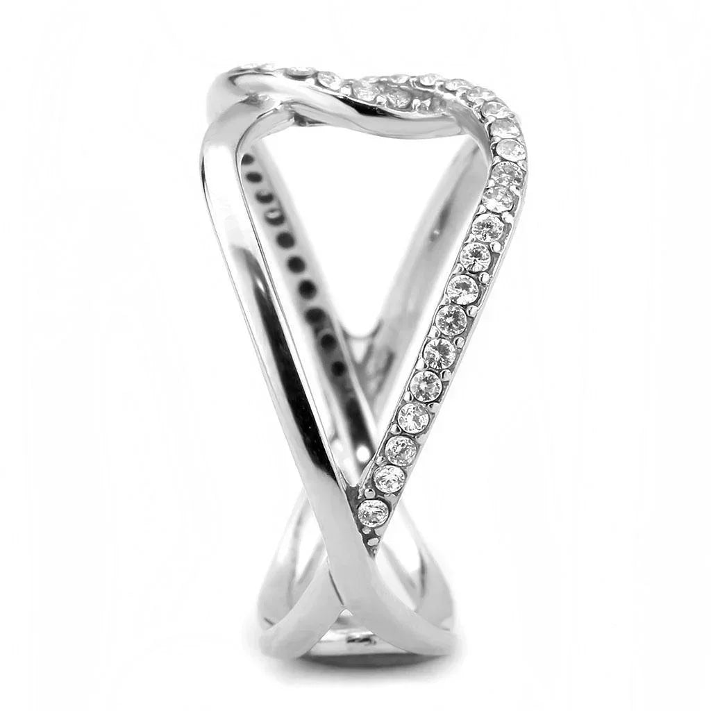 Silver Rings for Women 316L Stainless Steel DA307 - AAA Grade Cubic Zirconia in Clear - Jewelry Store by Erik Rayo