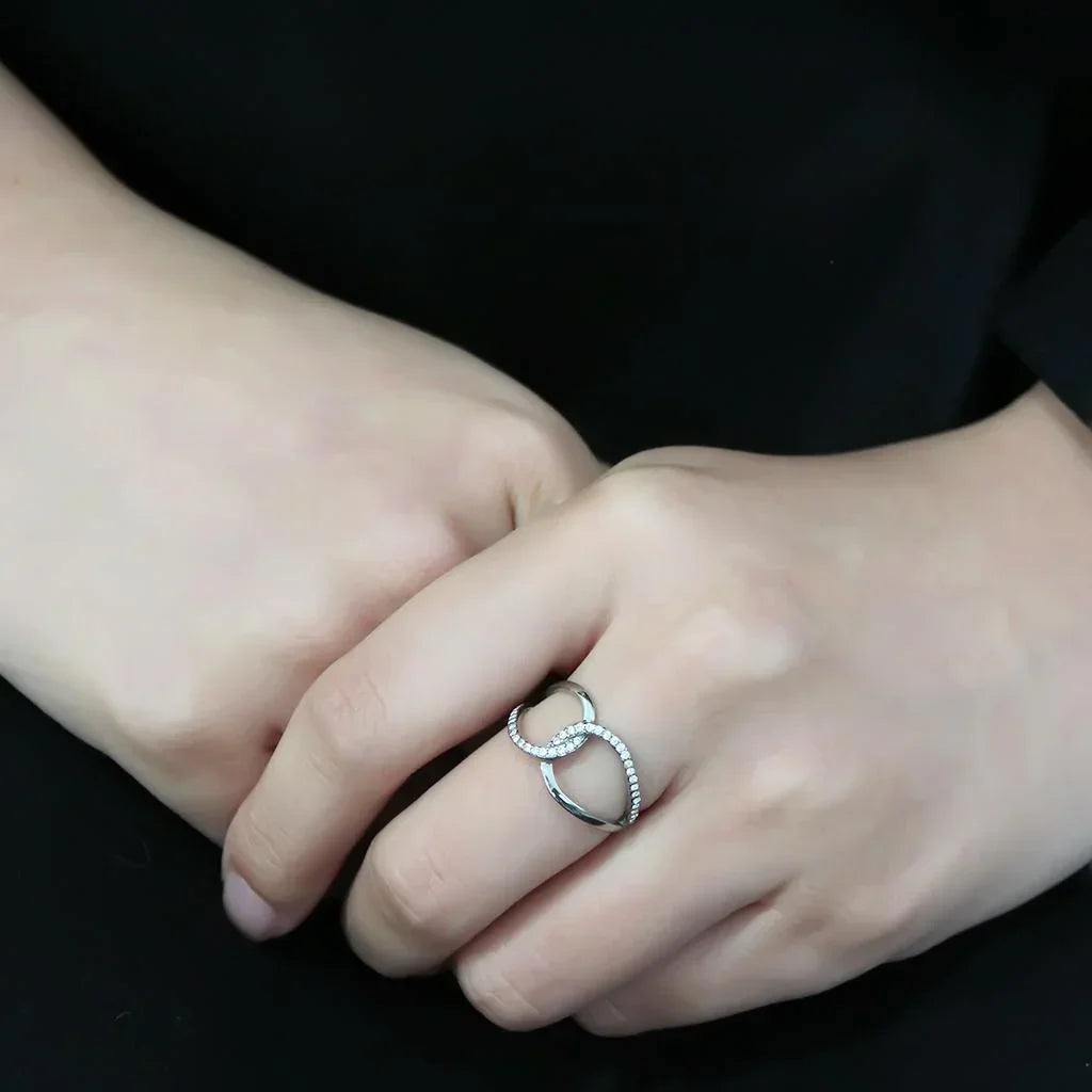 Silver Rings for Women 316L Stainless Steel DA307 - AAA Grade Cubic Zirconia in Clear - Jewelry Store by Erik Rayo