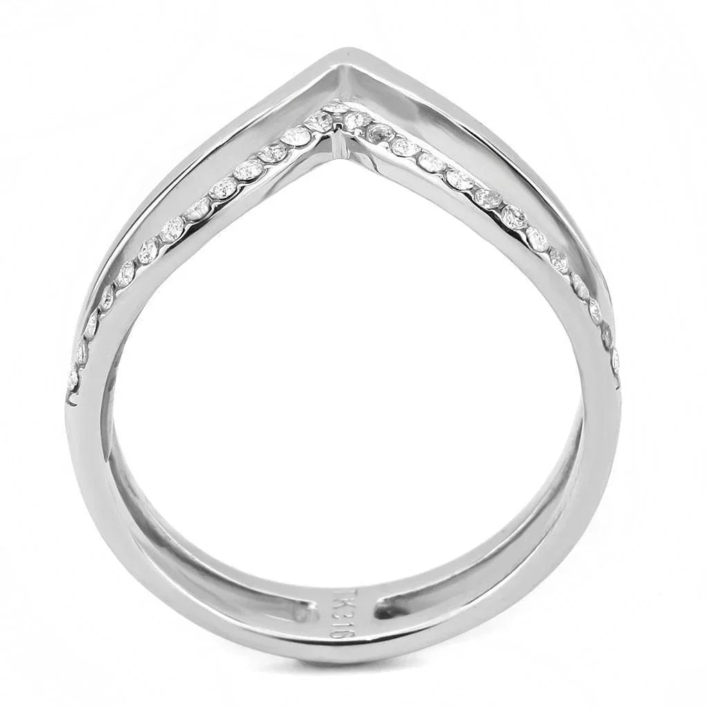 Silver Rings for Women 316L Stainless Steel DA308 - AAA Grade Cubic Zirconia in Clear - Jewelry Store by Erik Rayo