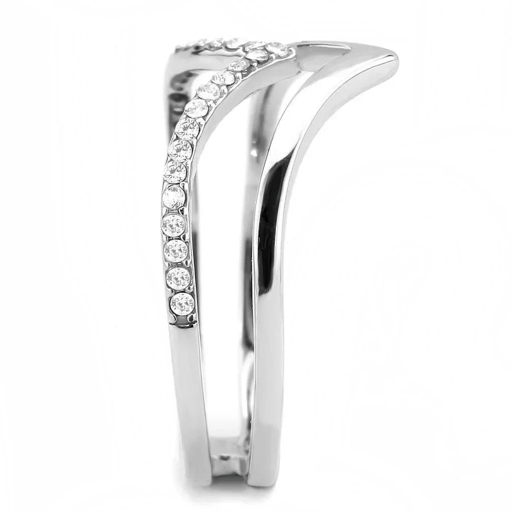 Silver Rings for Women 316L Stainless Steel DA308 - AAA Grade Cubic Zirconia in Clear - Jewelry Store by Erik Rayo