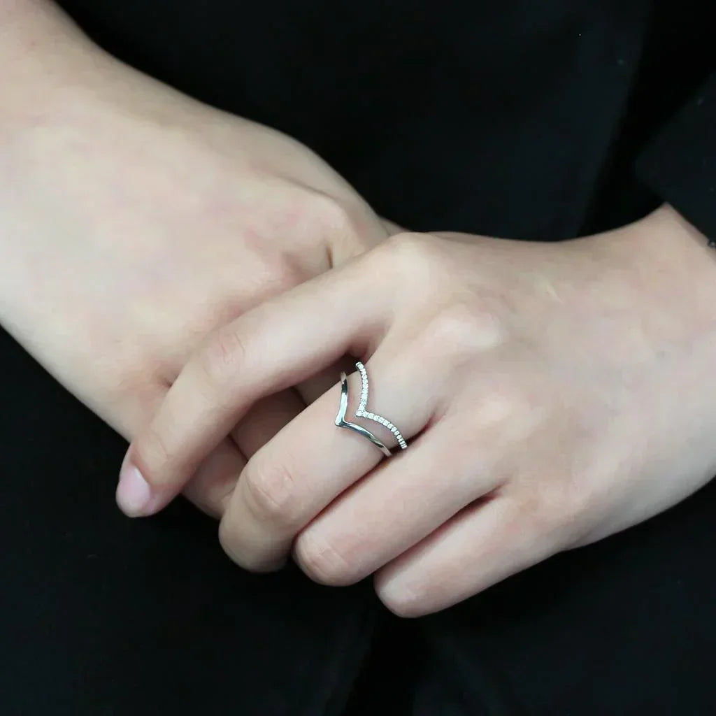 Silver Rings for Women 316L Stainless Steel DA308 - AAA Grade Cubic Zirconia in Clear - Jewelry Store by Erik Rayo