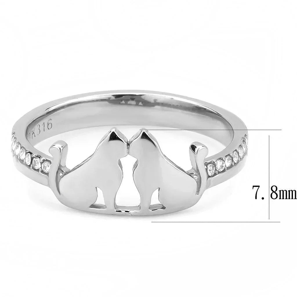 Silver Rings for Women 316L Stainless Steel DA309 - AAA Grade Cubic Zirconia in Clear - Jewelry Store by Erik Rayo