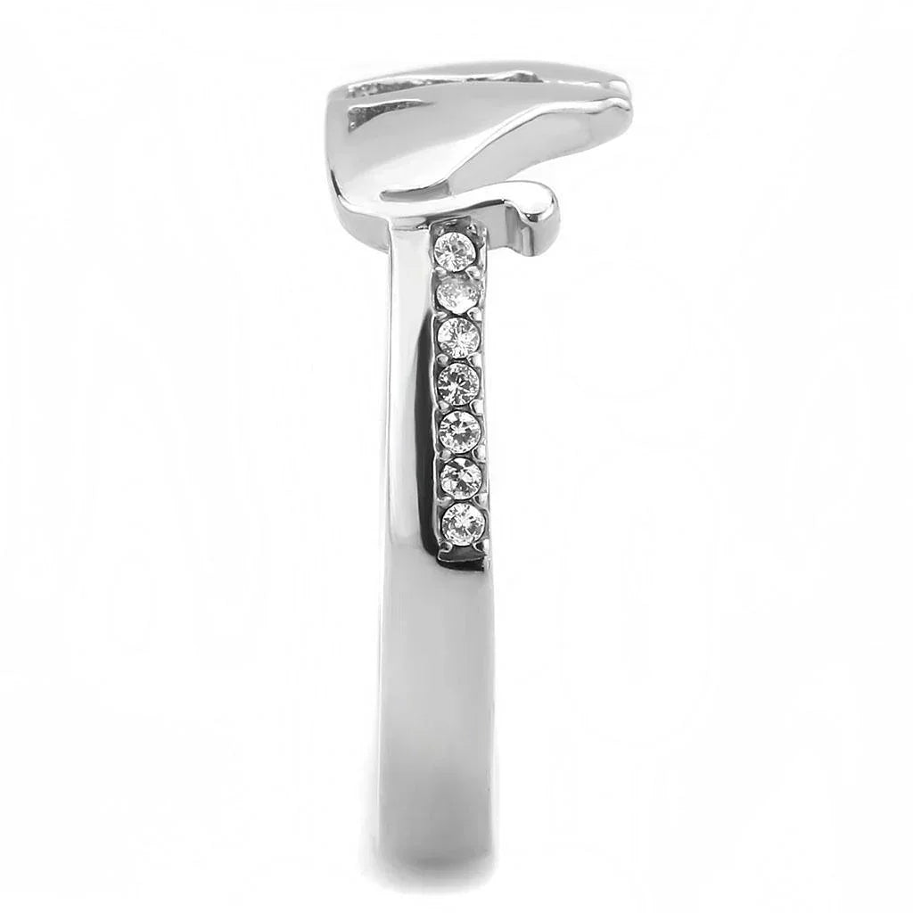 Silver Rings for Women 316L Stainless Steel DA309 - AAA Grade Cubic Zirconia in Clear - Jewelry Store by Erik Rayo