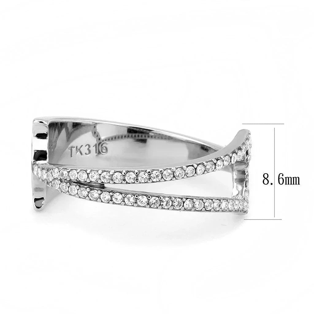 Silver Rings for Women 316L Stainless Steel DA310 - AAA Grade Cubic Zirconia in Clear - Jewelry Store by Erik Rayo