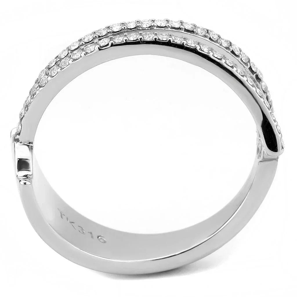 Silver Rings for Women 316L Stainless Steel DA310 - AAA Grade Cubic Zirconia in Clear - Jewelry Store by Erik Rayo