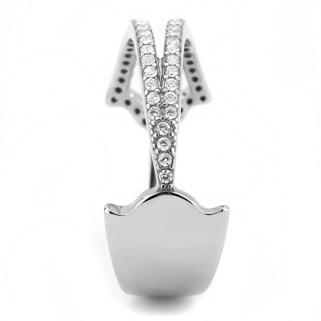 Silver Rings for Women 316L Stainless Steel DA310 - AAA Grade Cubic Zirconia in Clear - Jewelry Store by Erik Rayo
