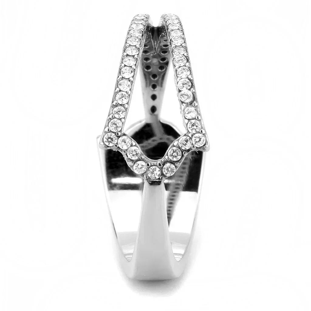 Silver Rings for Women 316L Stainless Steel DA310 - AAA Grade Cubic Zirconia in Clear - Jewelry Store by Erik Rayo