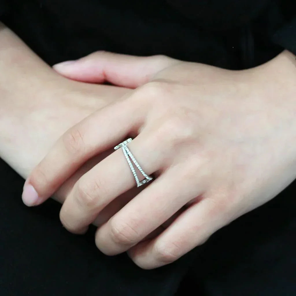 Silver Rings for Women 316L Stainless Steel DA310 - AAA Grade Cubic Zirconia in Clear - Jewelry Store by Erik Rayo