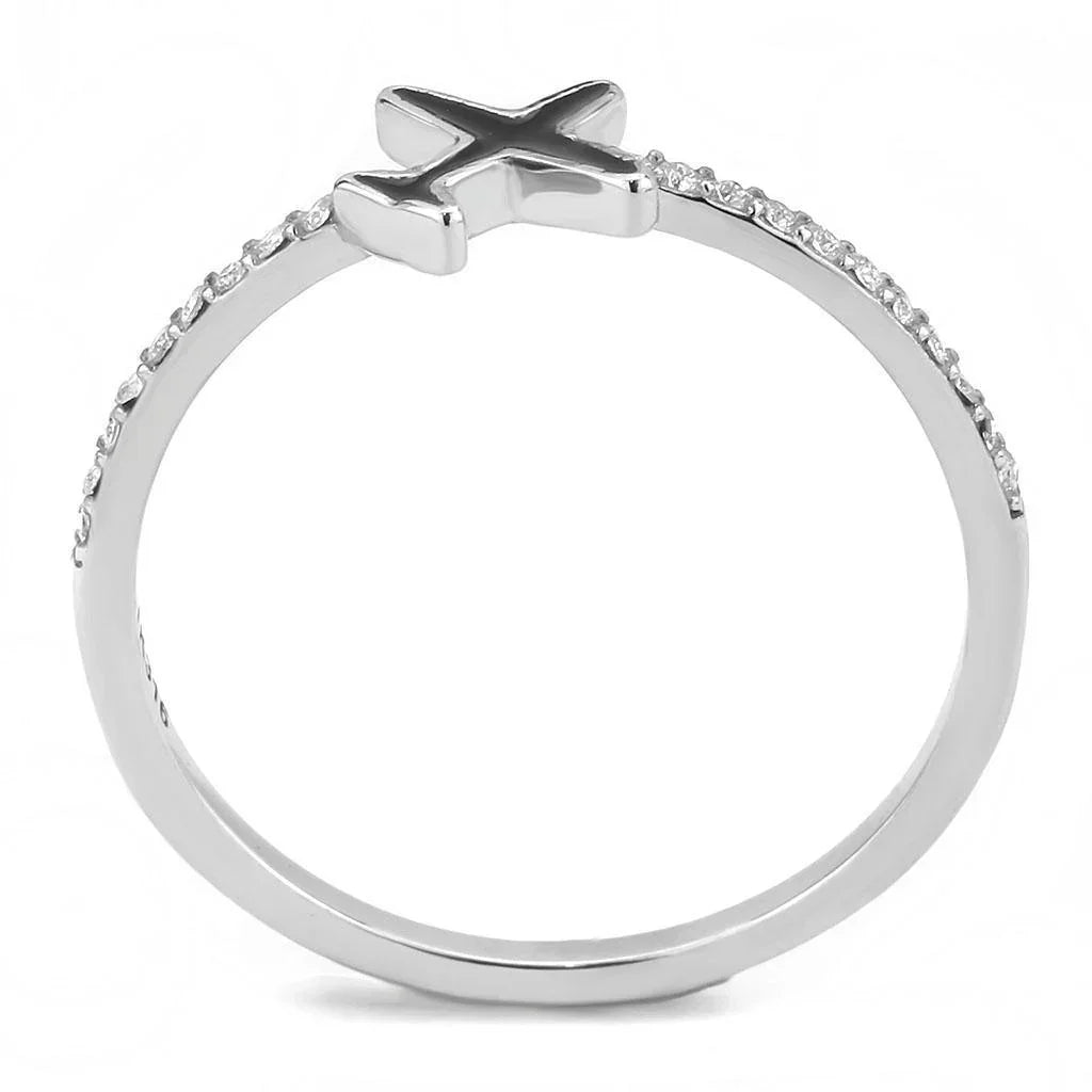 Silver Rings for Women 316L Stainless Steel DA311 - Epoxy in Jet - Jewelry Store by Erik Rayo