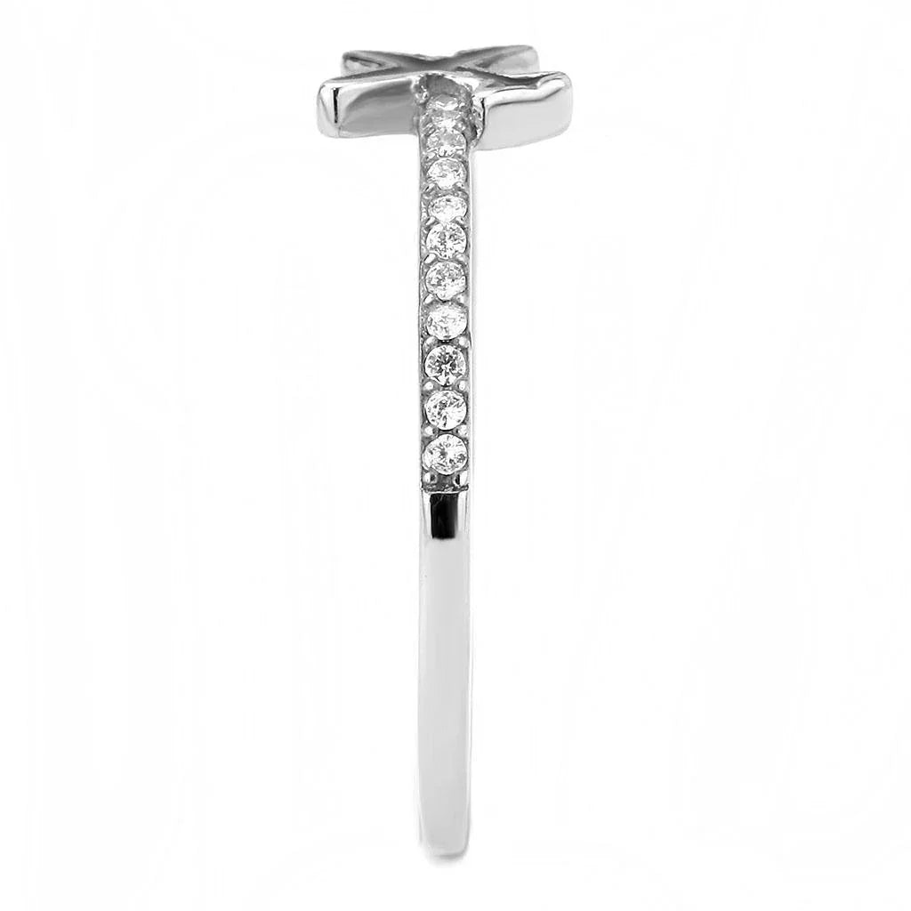 Silver Rings for Women 316L Stainless Steel DA311 - Epoxy in Jet - Jewelry Store by Erik Rayo