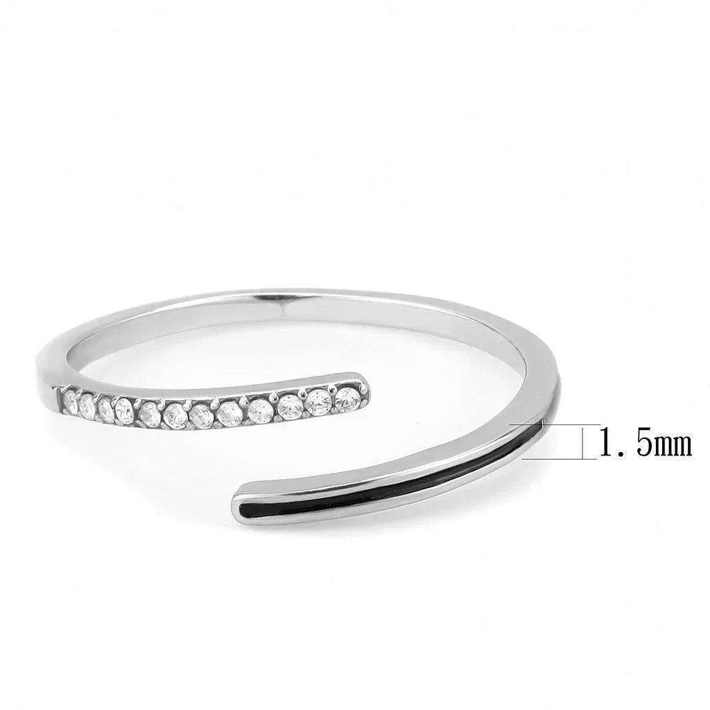 Silver Rings for Women 316L Stainless Steel DA312 - Epoxy in Jet - Jewelry Store by Erik Rayo