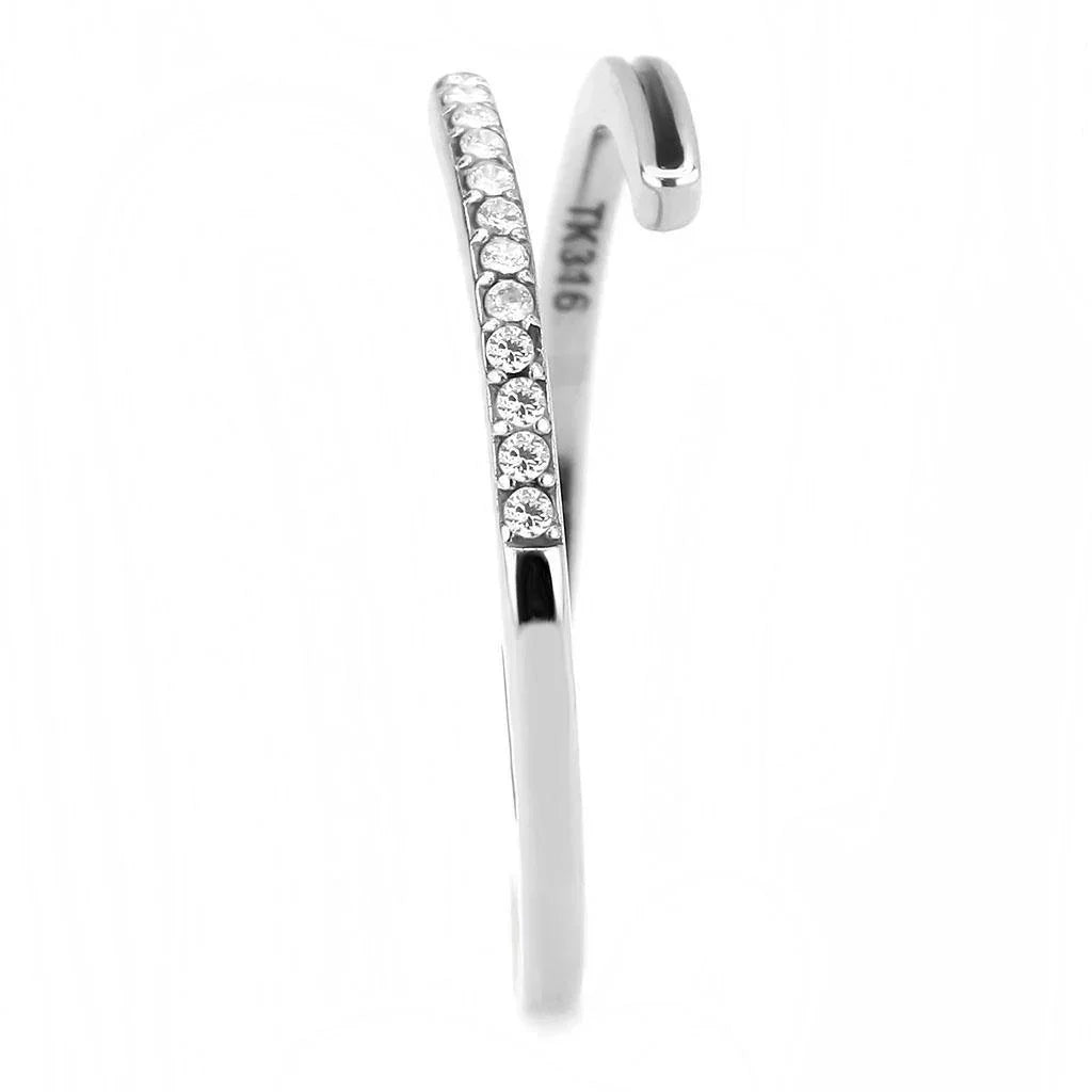 Silver Rings for Women 316L Stainless Steel DA312 - Epoxy in Jet - Jewelry Store by Erik Rayo