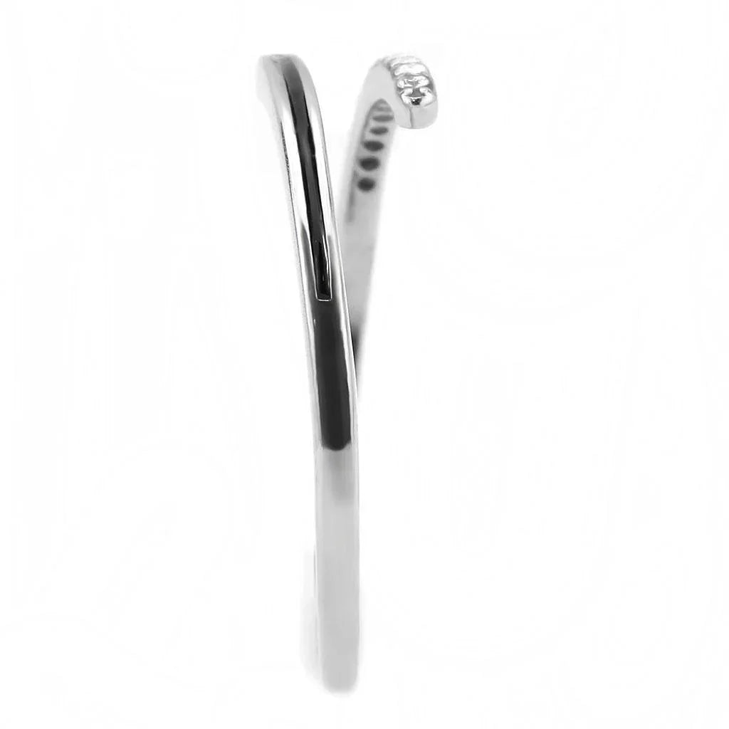Silver Rings for Women 316L Stainless Steel DA312 - Epoxy in Jet - Jewelry Store by Erik Rayo
