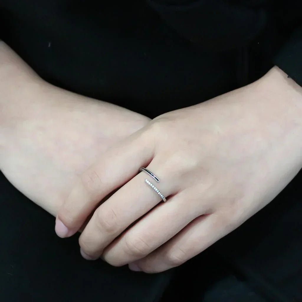 Silver Rings for Women 316L Stainless Steel DA312 - Epoxy in Jet - Jewelry Store by Erik Rayo