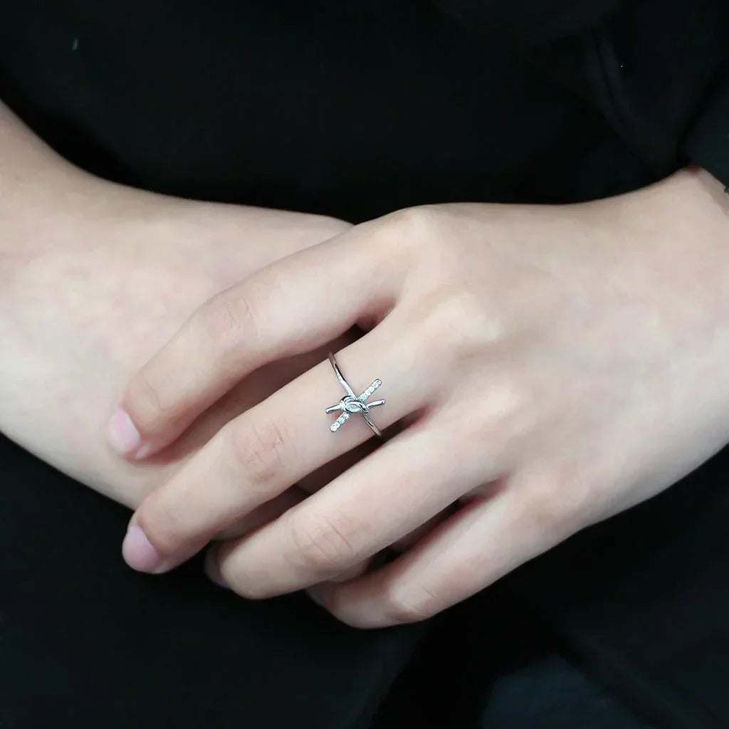 Silver Rings for Women 316L Stainless Steel DA313 - AAA Grade Cubic Zirconia in Clear - Jewelry Store by Erik Rayo