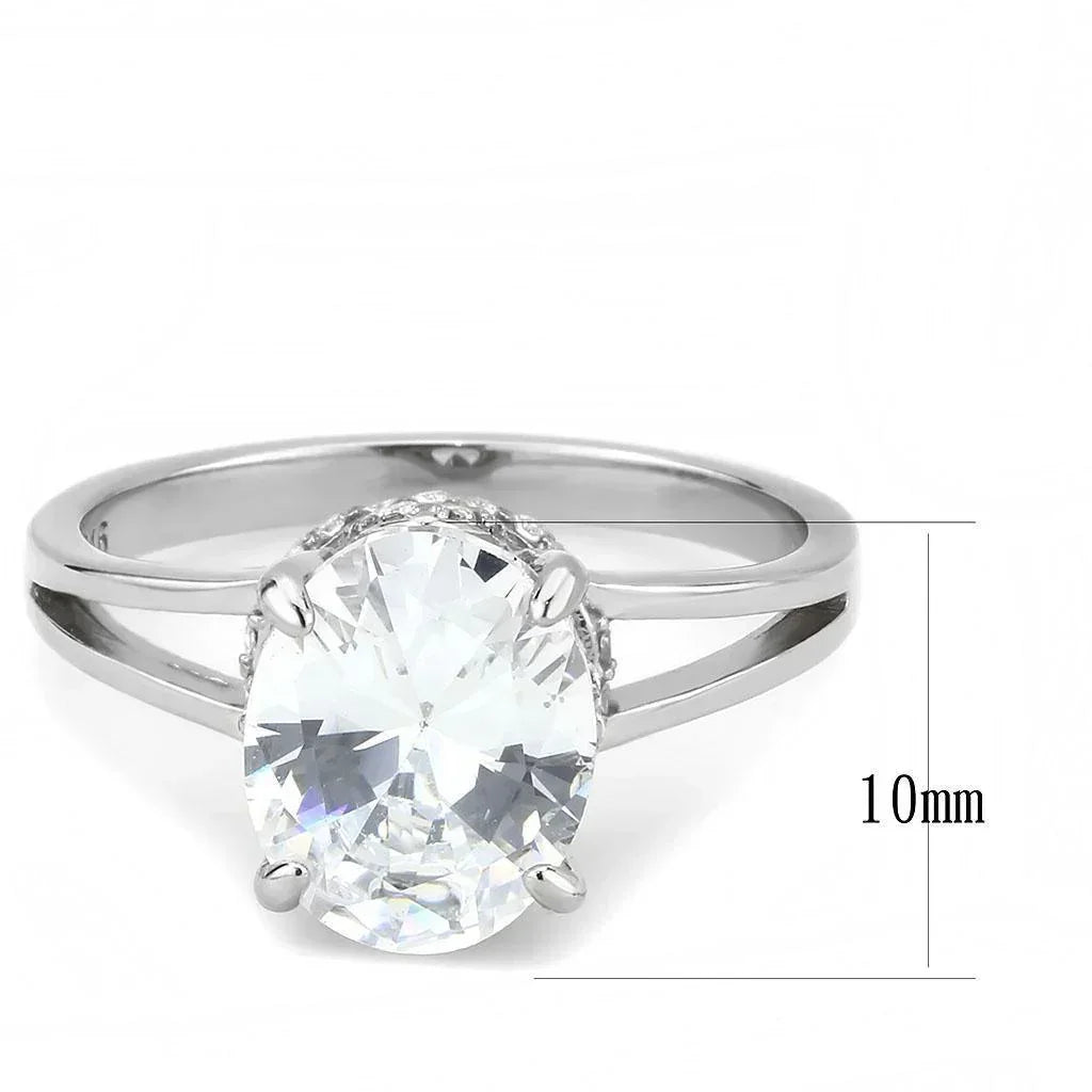 Silver Rings for Women 316L Stainless Steel DA314 - AAA Grade Cubic Zirconia in Clear - Jewelry Store by Erik Rayo