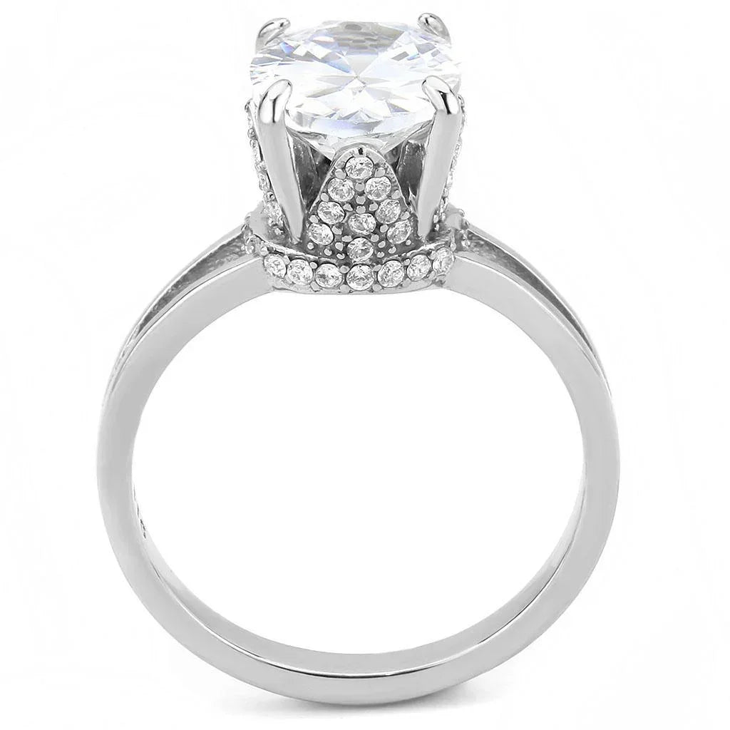 Silver Rings for Women 316L Stainless Steel DA314 - AAA Grade Cubic Zirconia in Clear - Jewelry Store by Erik Rayo