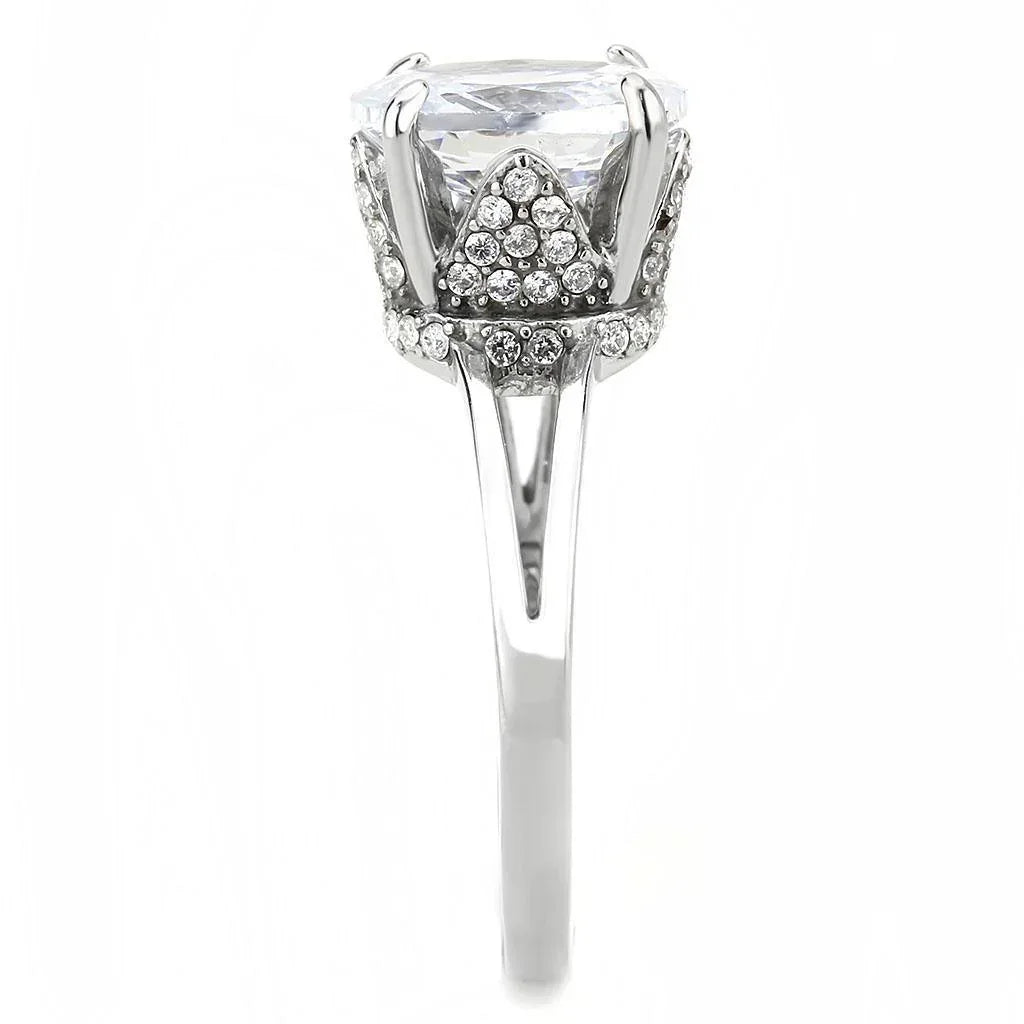Silver Rings for Women 316L Stainless Steel DA314 - AAA Grade Cubic Zirconia in Clear - Jewelry Store by Erik Rayo