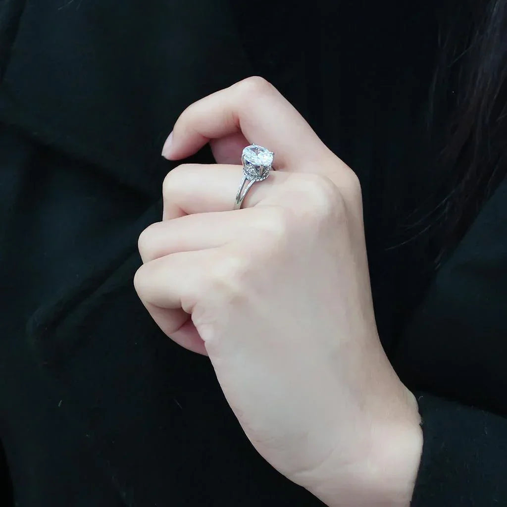 Silver Rings for Women 316L Stainless Steel DA314 - AAA Grade Cubic Zirconia in Clear - Jewelry Store by Erik Rayo