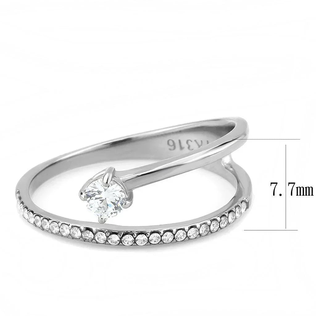 Silver Rings for Women 316L Stainless Steel DA316 - AAA Grade Cubic Zirconia in Clear - Jewelry Store by Erik Rayo