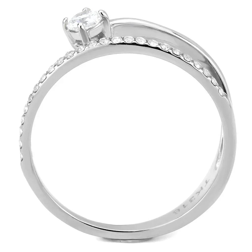 Silver Rings for Women 316L Stainless Steel DA316 - AAA Grade Cubic Zirconia in Clear - Jewelry Store by Erik Rayo