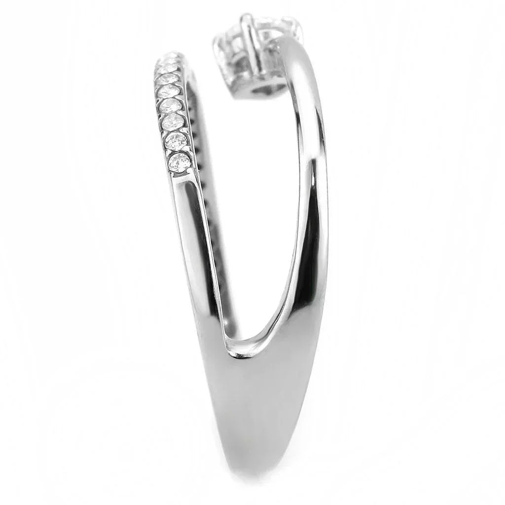 Silver Rings for Women 316L Stainless Steel DA316 - AAA Grade Cubic Zirconia in Clear - Jewelry Store by Erik Rayo