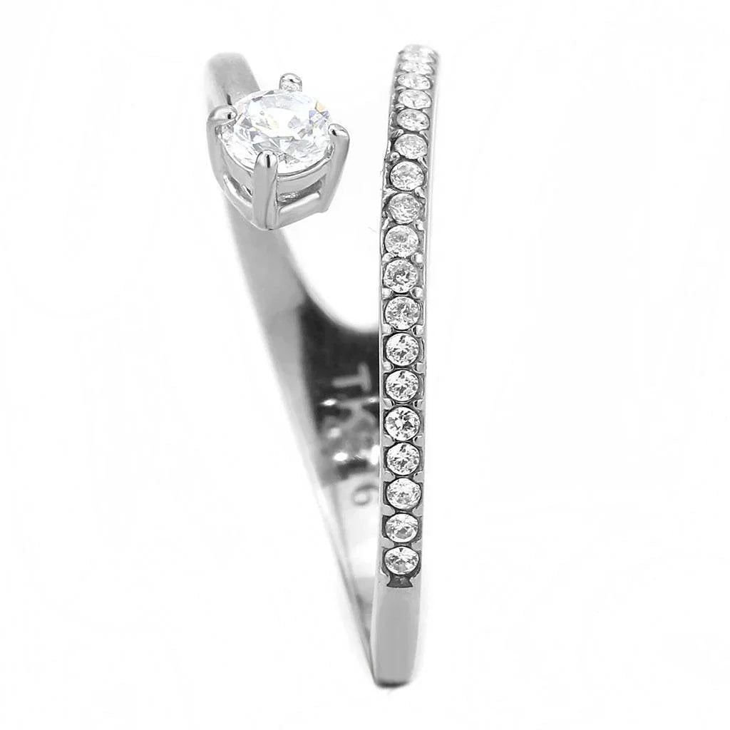 Silver Rings for Women 316L Stainless Steel DA316 - AAA Grade Cubic Zirconia in Clear - Jewelry Store by Erik Rayo