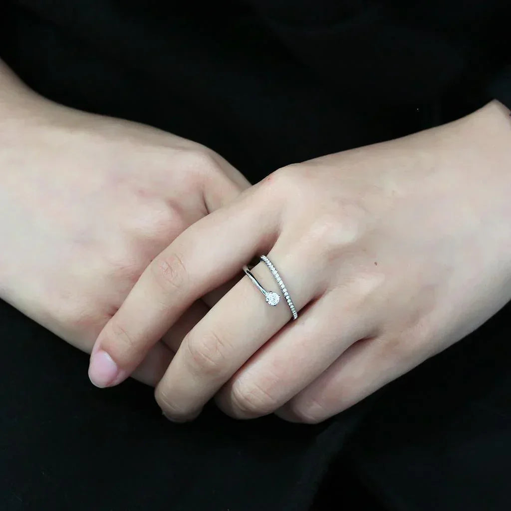 Silver Rings for Women 316L Stainless Steel DA316 - AAA Grade Cubic Zirconia in Clear - Jewelry Store by Erik Rayo