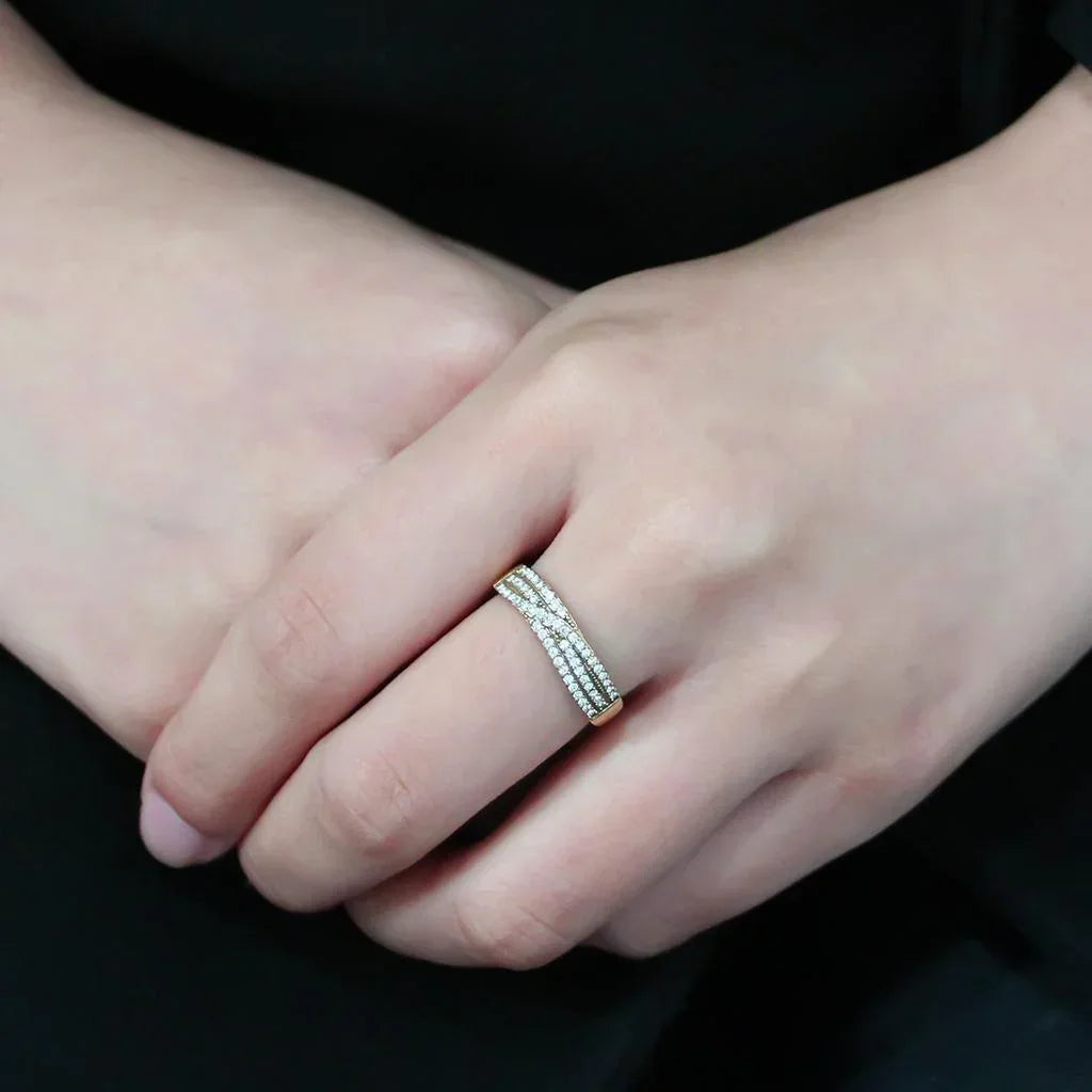 Gold Rings for Women 316L Stainless Steel DA321 - AAA Grade Cubic Zirconia in Clear - Jewelry Store by Erik Rayo