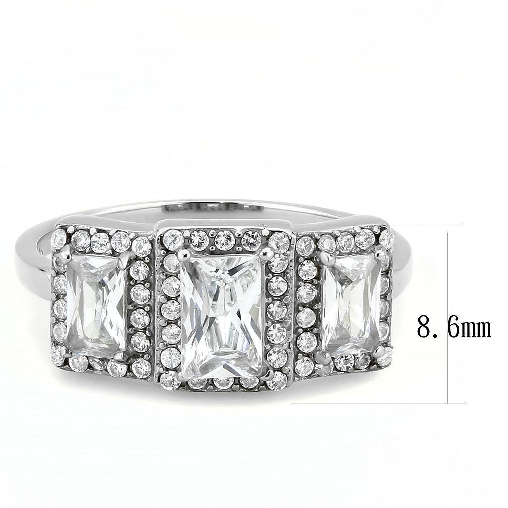 Silver Rings for Women 316L Stainless Steel DA322 - AAA Grade Cubic Zirconia in Clear - Jewelry Store by Erik Rayo