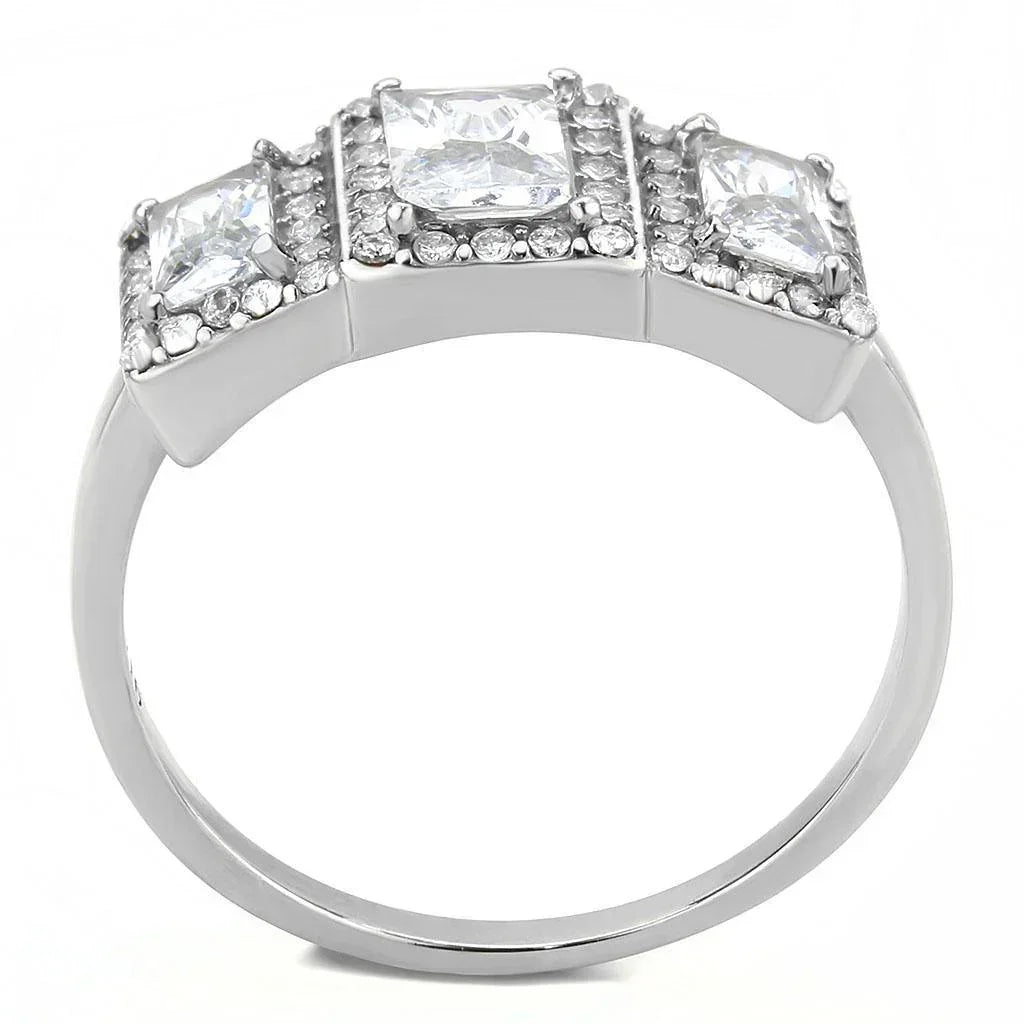 Silver Rings for Women 316L Stainless Steel DA322 - AAA Grade Cubic Zirconia in Clear - Jewelry Store by Erik Rayo