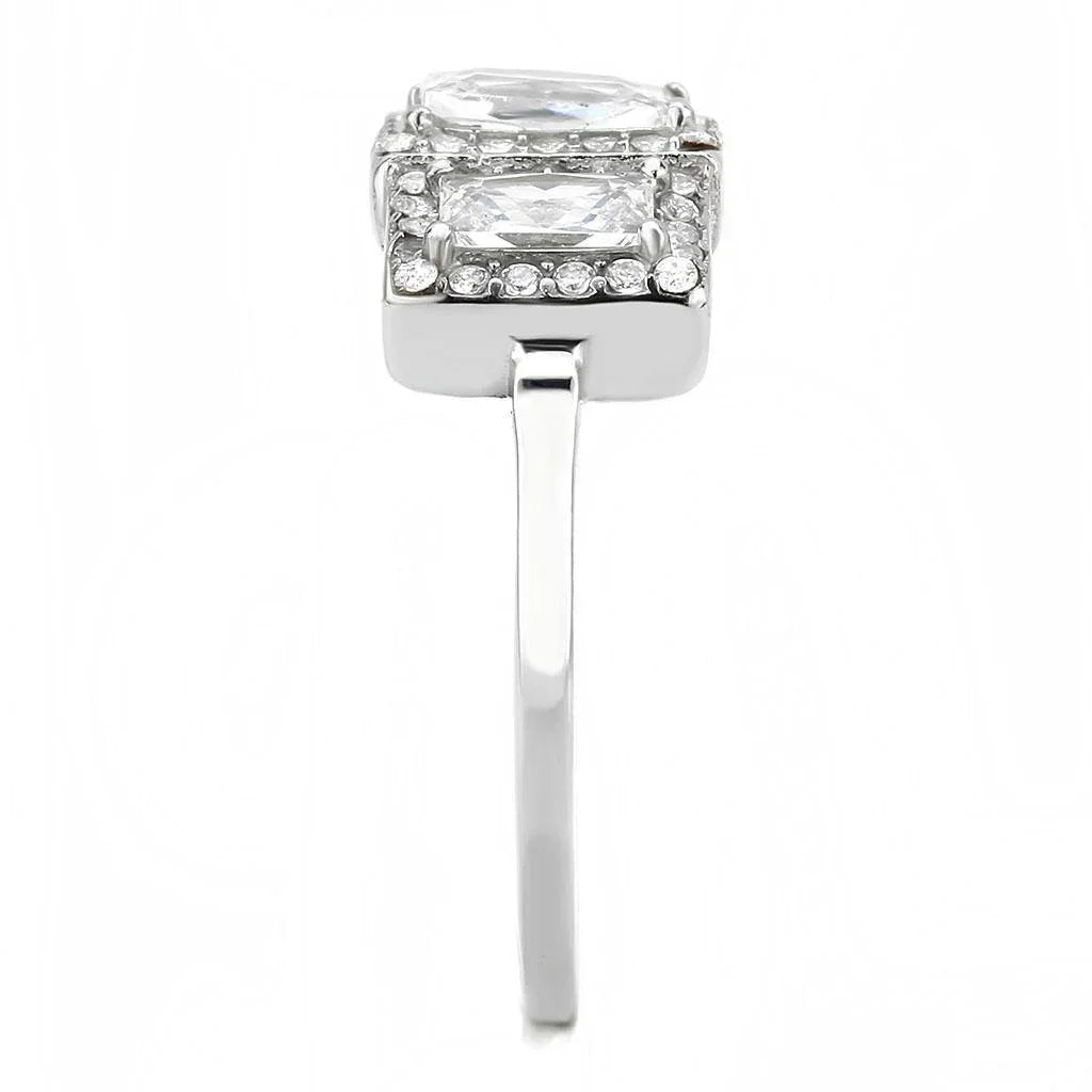 Silver Rings for Women 316L Stainless Steel DA322 - AAA Grade Cubic Zirconia in Clear - Jewelry Store by Erik Rayo