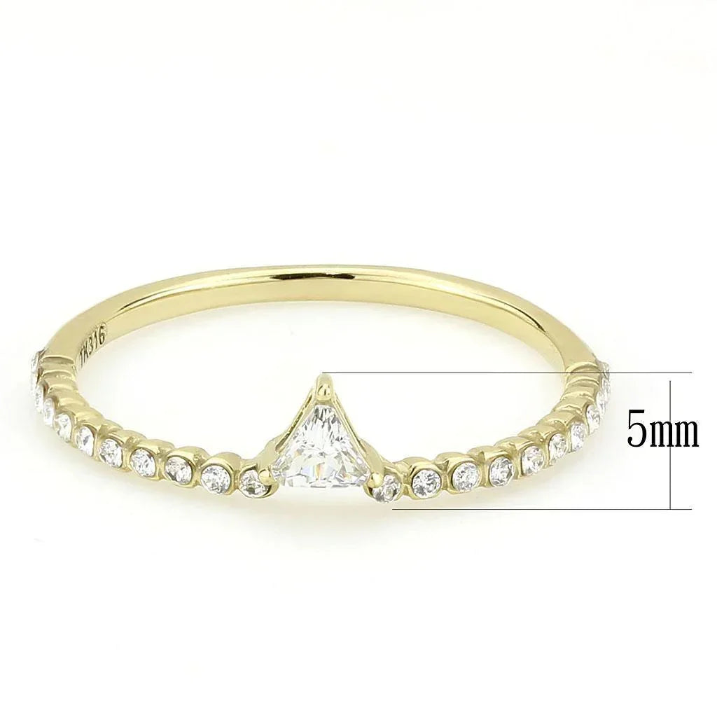 Gold Rings for Women 316L Stainless Steel DA323 - AAA Grade Cubic Zirconia in Clear - Jewelry Store by Erik Rayo