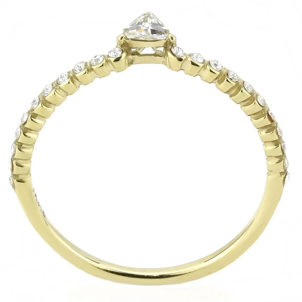 Gold Rings for Women 316L Stainless Steel DA323 - AAA Grade Cubic Zirconia in Clear - Jewelry Store by Erik Rayo