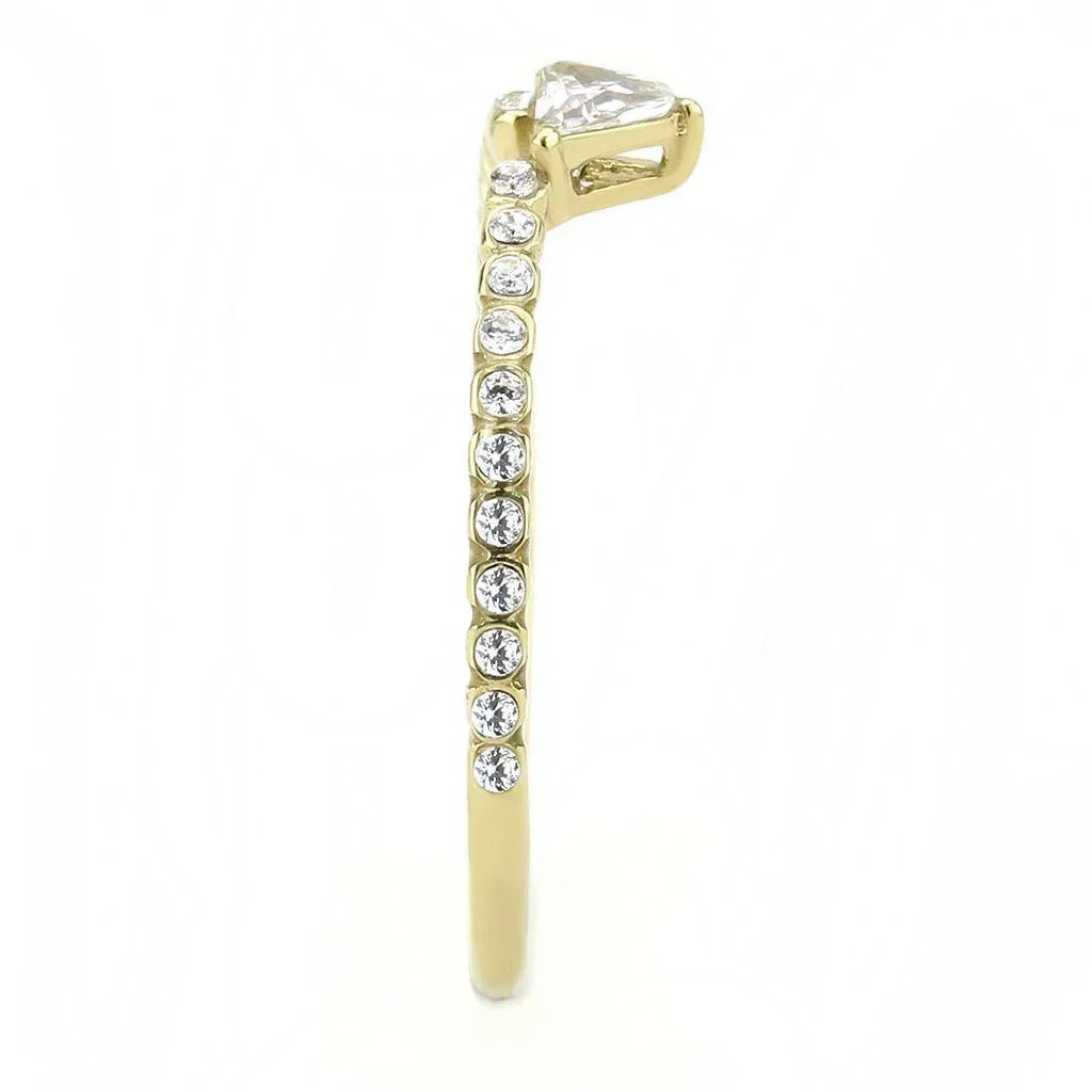 Gold Rings for Women 316L Stainless Steel DA323 - AAA Grade Cubic Zirconia in Clear - Jewelry Store by Erik Rayo